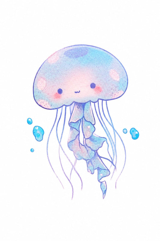 Dreamy Blue Jellyfish temporary Tattoo
